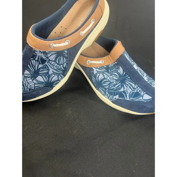 Women's Easy Spirit Travelport 17 Leather Slip On Clog Shoes Size 10N Blue EUC - Picture 2 of 6